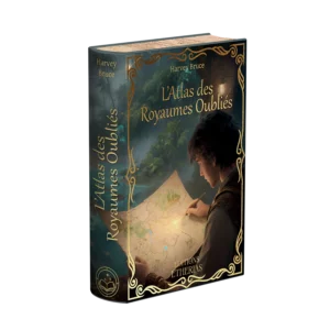 Couverture livre relié éthéré L'Atlas des Royaumes Oubliés de Harvey Bruce, Éditions Etherias