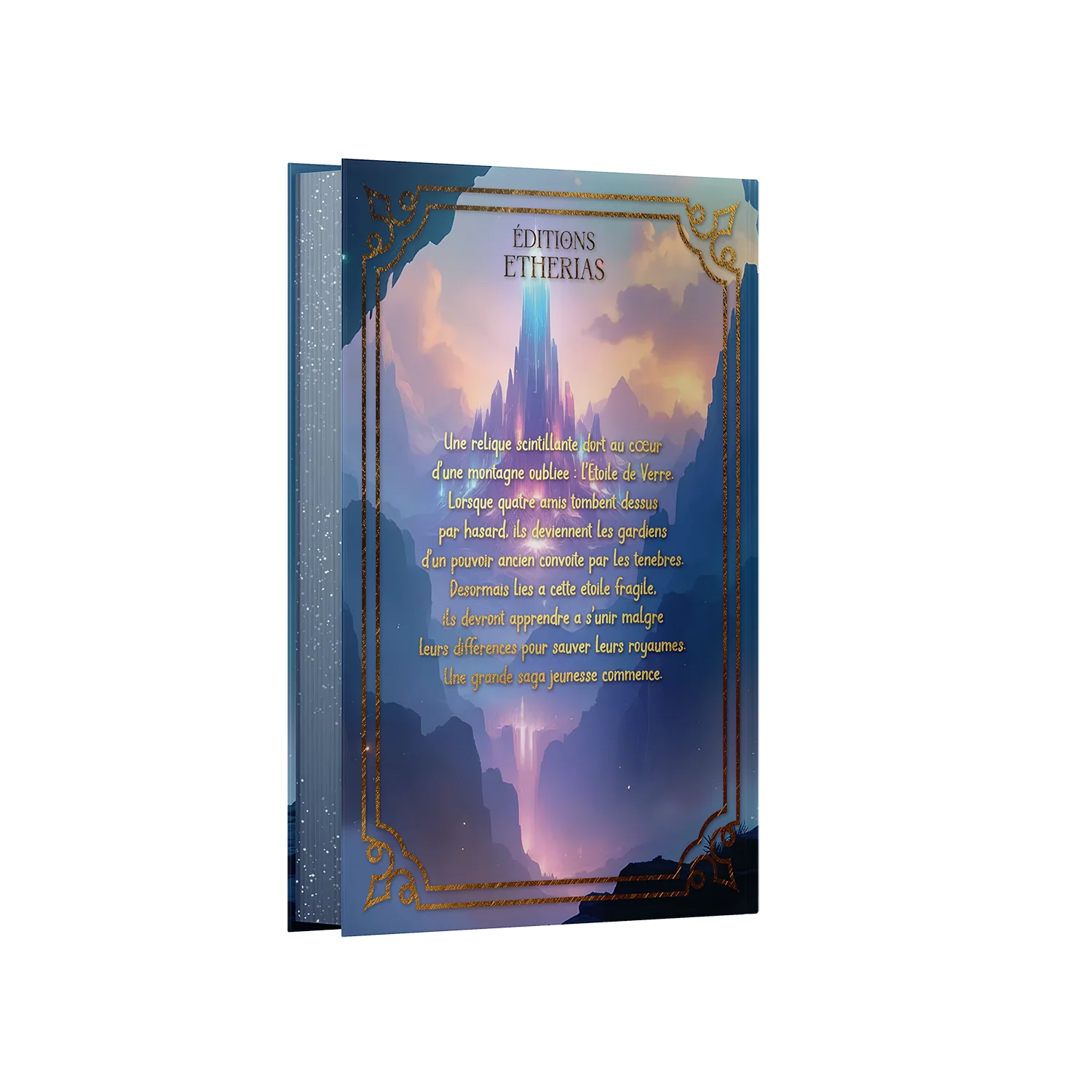 Arrière livre relié éthéré Les Gardiens de l'Étoile de Verre de Steph Cass, Éditions Etherias