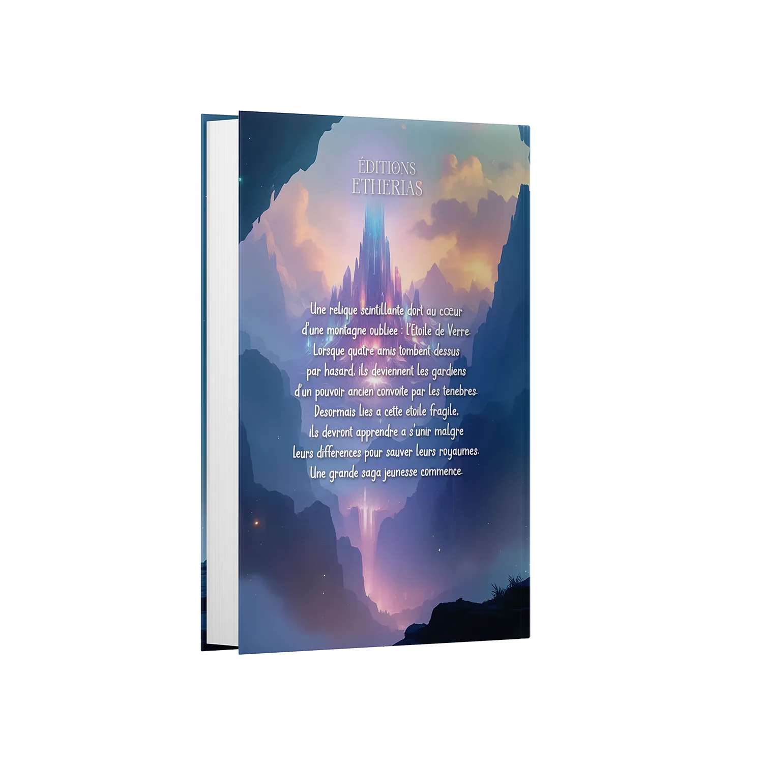 Arrière livre relié Les Gardiens de l'Étoile de Verre de Steph Cass, Éditions Etherias