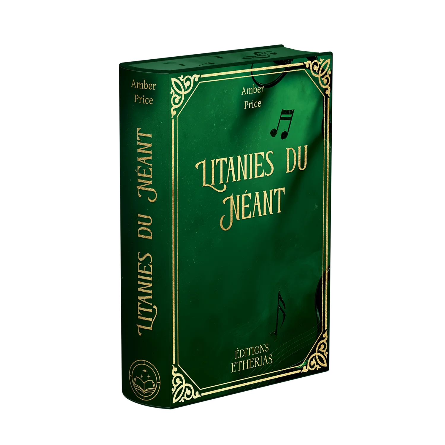 Couverture livre relié éthéré Litanies du Néant de Amber Price, Éditions Etherias